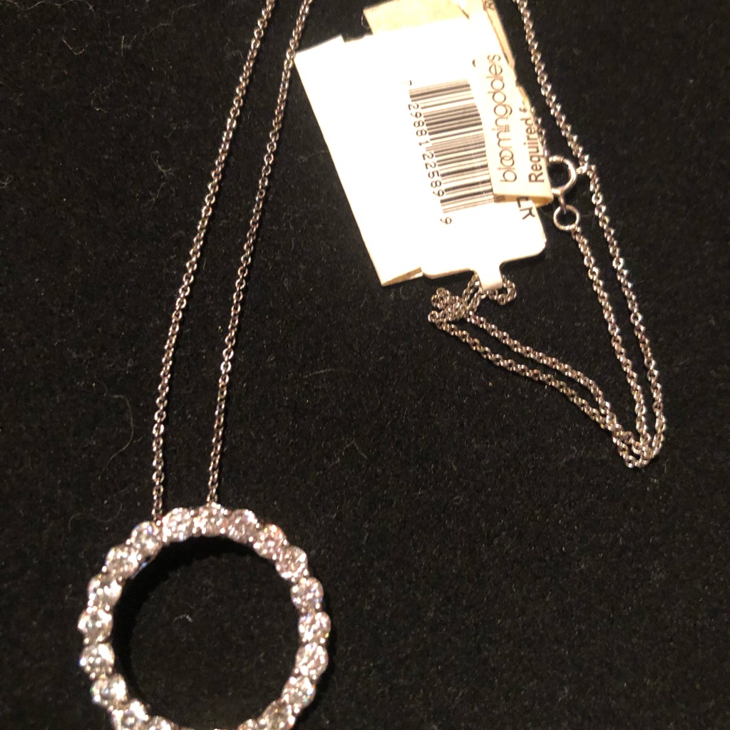 Nwt Bloomingdales Simply Elegant 925 Sterling Silver And Cz Pendant Necklace